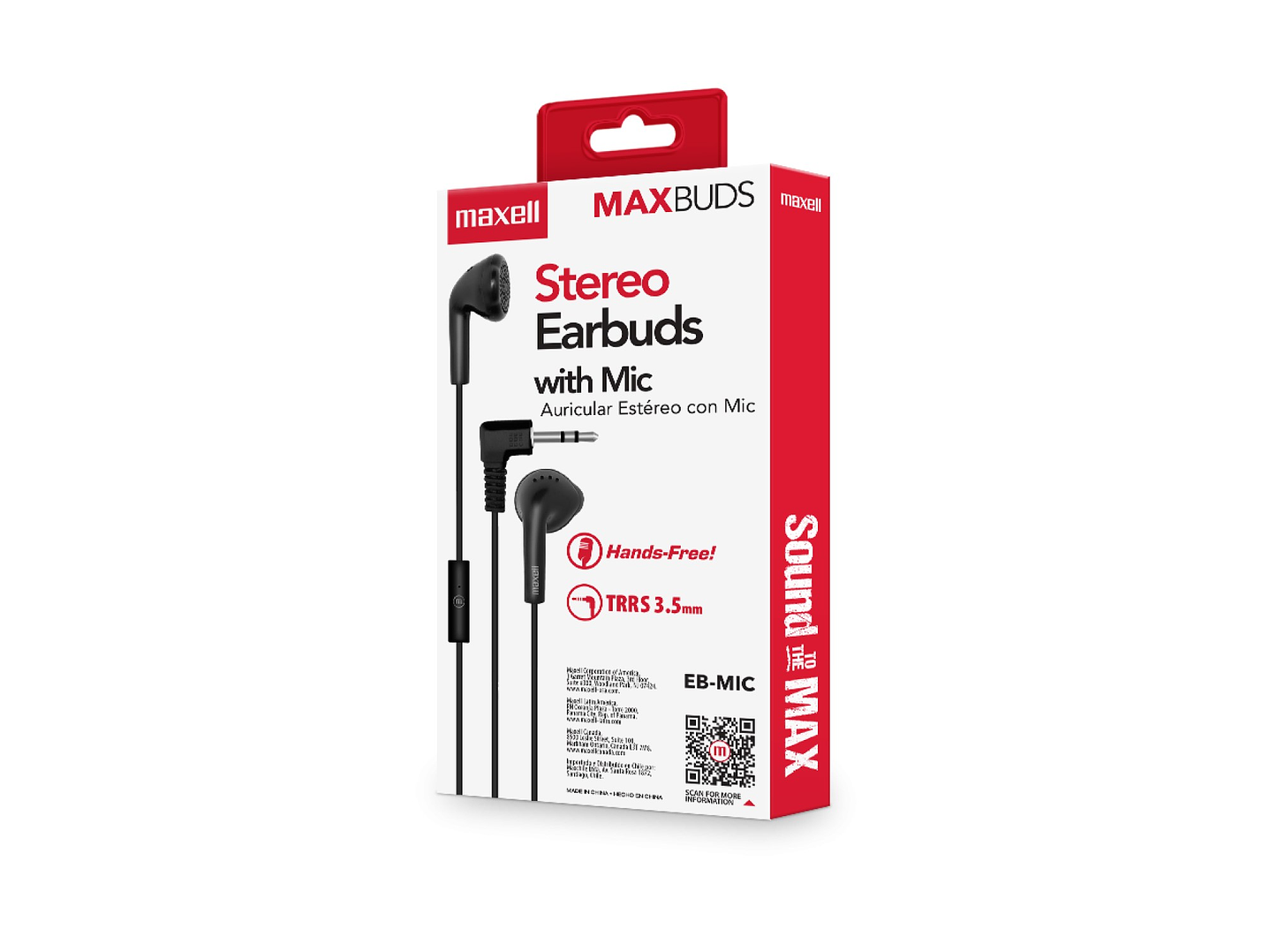 Audífonos Stereo Earbuds con Mic EB-MIC 3.5mm Maxell Negro 4