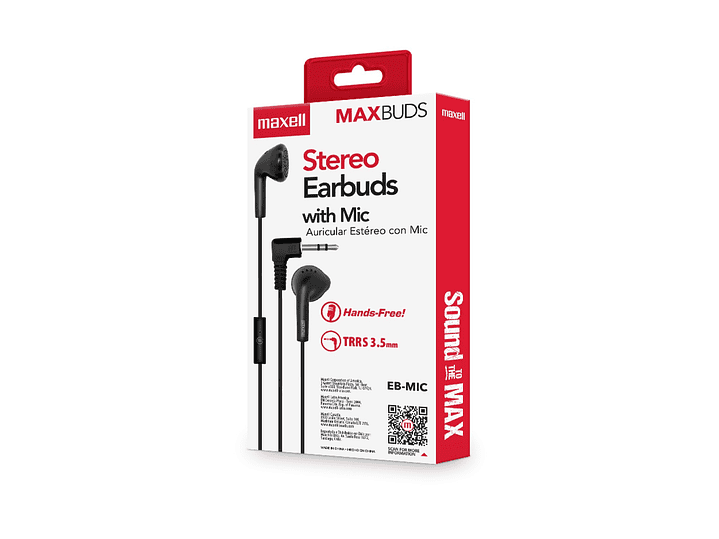 Audífonos Stereo Earbuds con Mic EB-MIC 3.5mm Maxell Negro 4