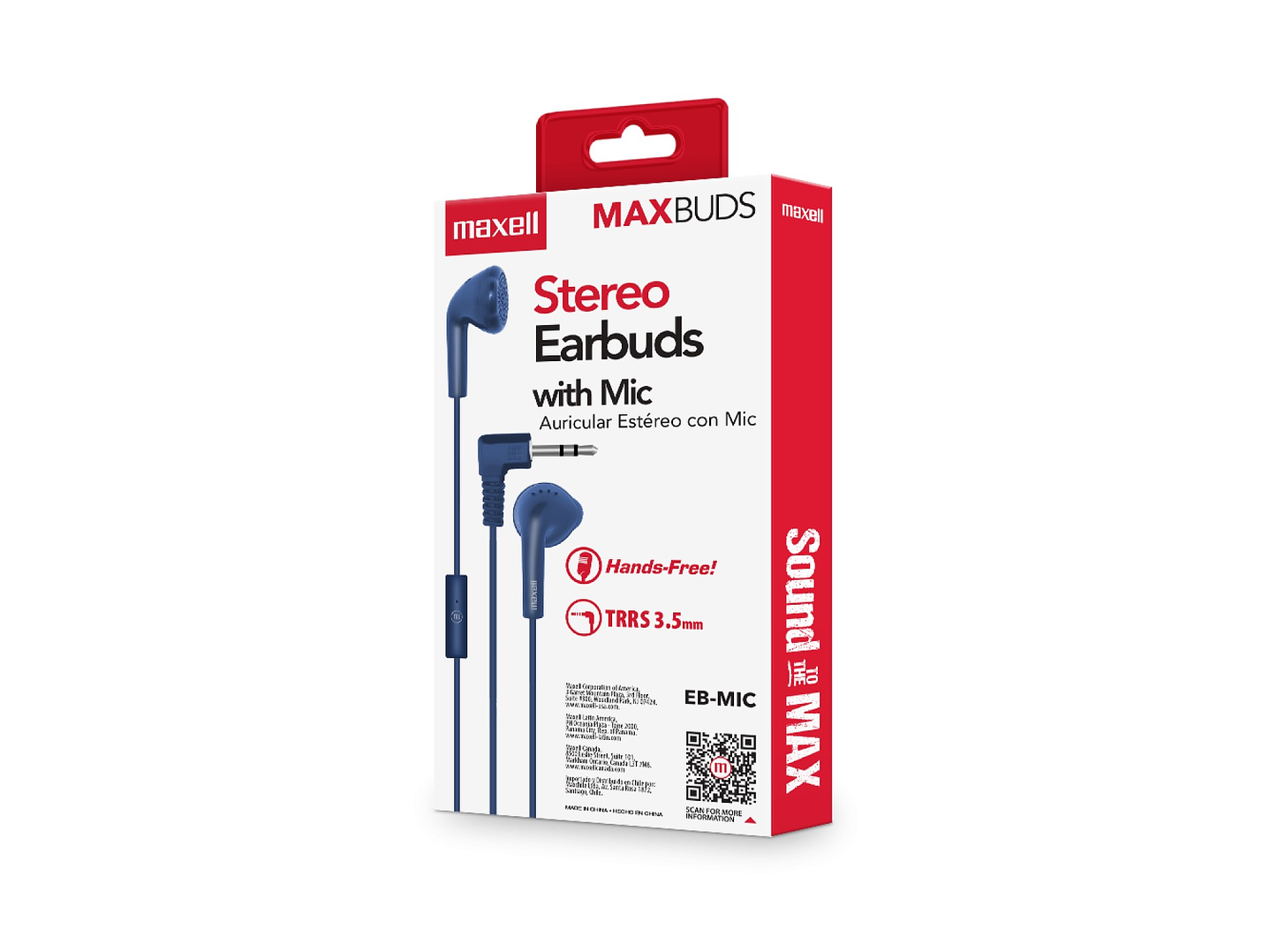 Audífonos Stereo Earbuds con Mic EB-MIC 3.5mm Maxell Azul 4