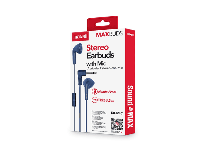 Audífonos Stereo Earbuds con Mic EB-MIC 3.5mm Maxell Azul 4