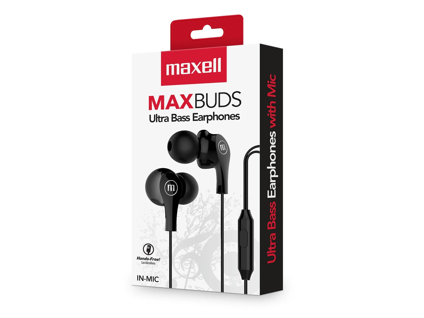 Audífonos Ultra Bass In-Mic 3.5mm Con Micrófono Maxell Negro 3