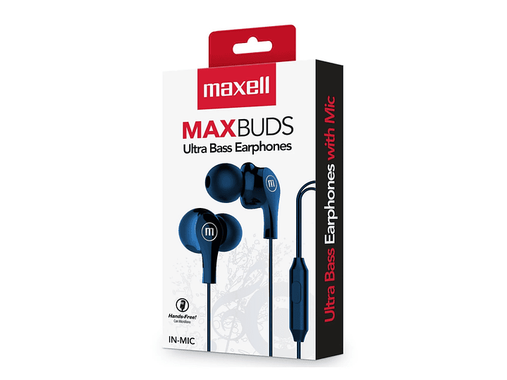 Audífonos Ultra Bass In-Mic 3.5mm Con Micrófono Maxell Azul 3
