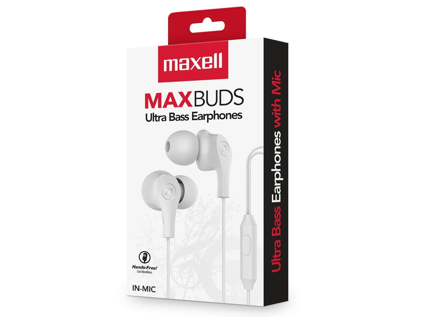 Audífonos Ultra Bass In-Mic 3.5mm Con Micrófono Maxell Blanco 3