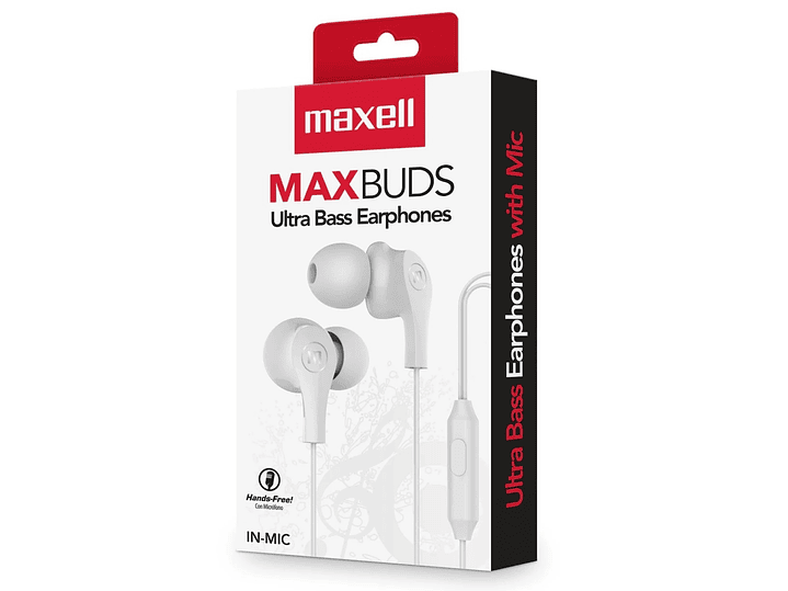 Audífonos Ultra Bass In-Mic 3.5mm Con Micrófono Maxell Blanco 3