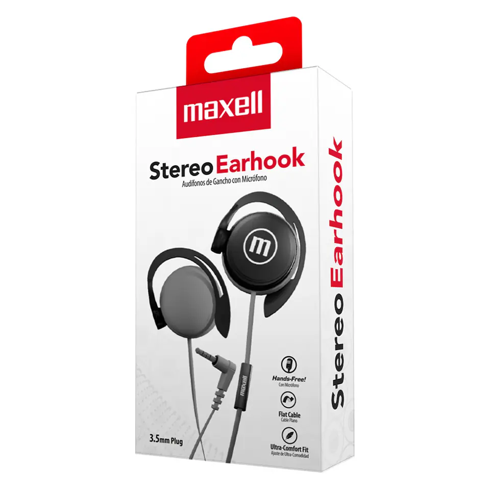 Audífonos De Gancho Con Mic EC-155 Earhook Maxell Negro 4