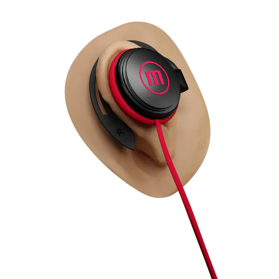 Audífonos De Gancho Con Mic EC-155 Earhook Maxell Rojo 3