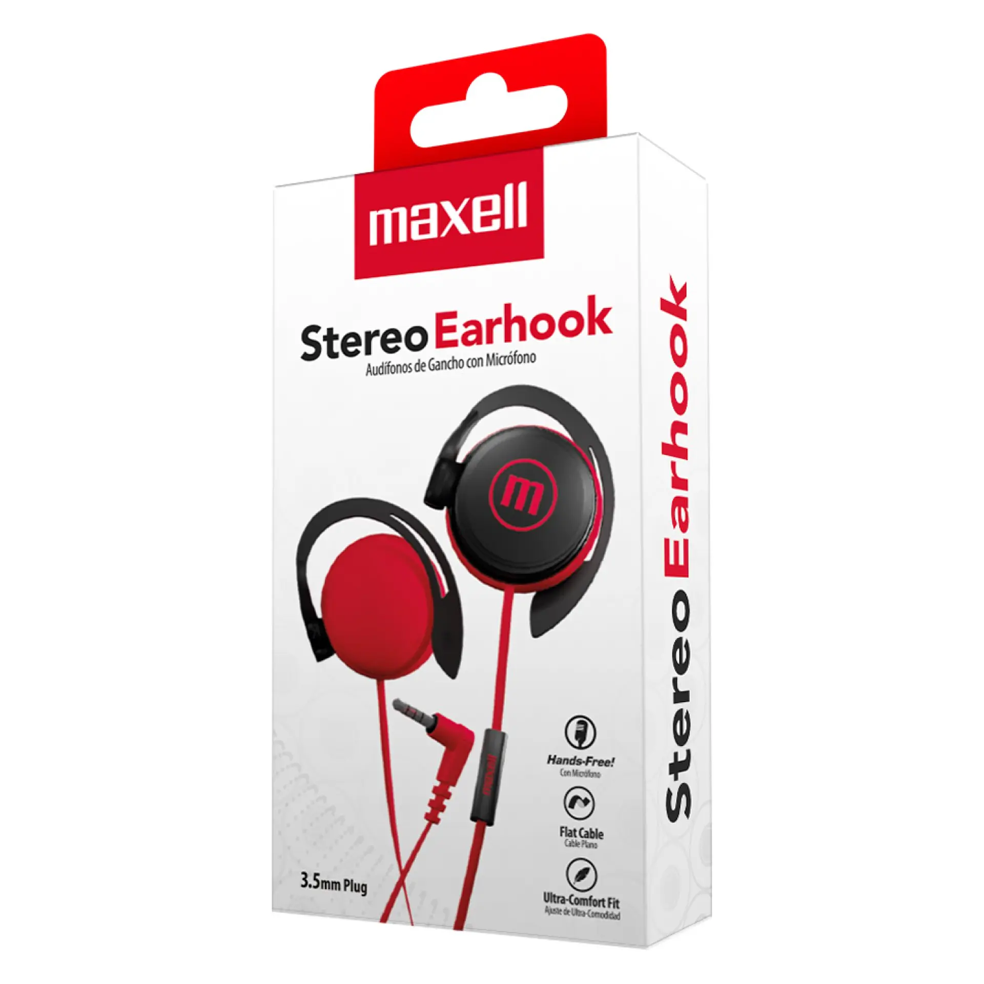 Audífonos De Gancho Con Mic EC-155 Earhook Maxell Rojo 4