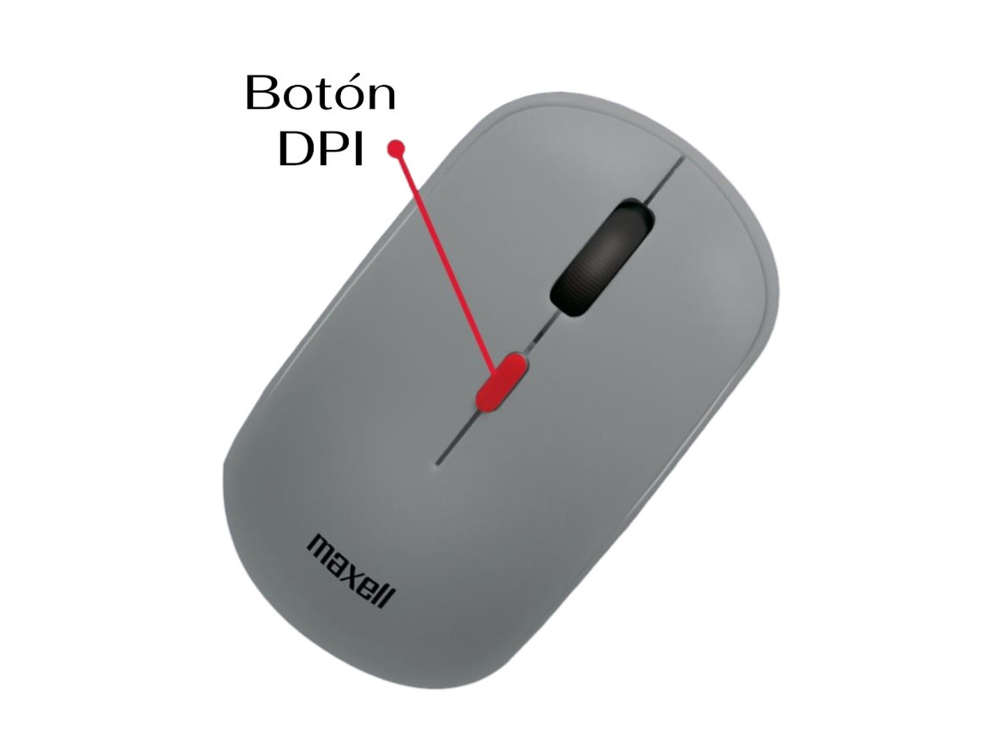 Mouse Inalámbrico Ergonómico 1600 DPI MOWL-100 Maxell Gris 3