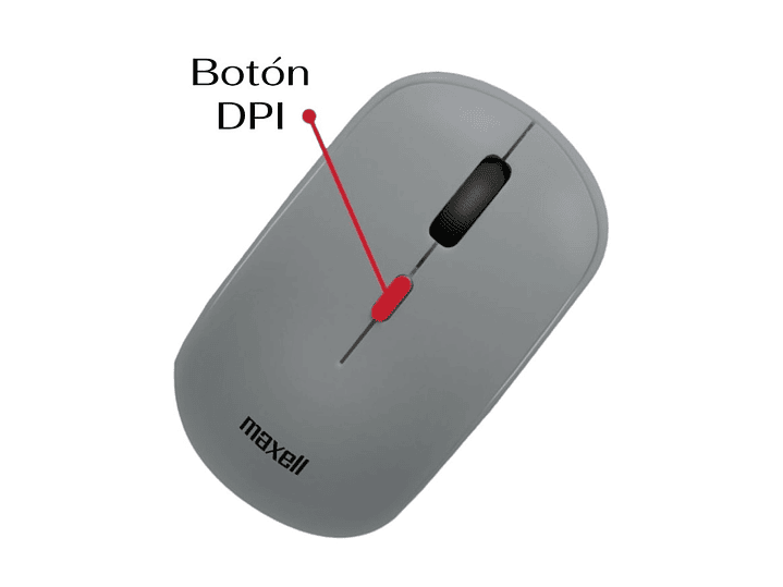 Mouse Inalámbrico Ergonómico 1600 DPI MOWL-100 Maxell Gris 3
