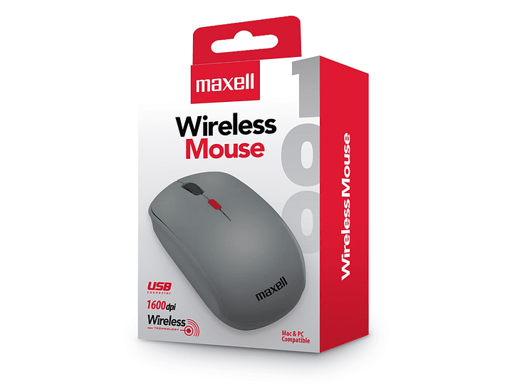 Mouse Inalámbrico Ergonómico 1600 DPI MOWL-100 Maxell Gris 4