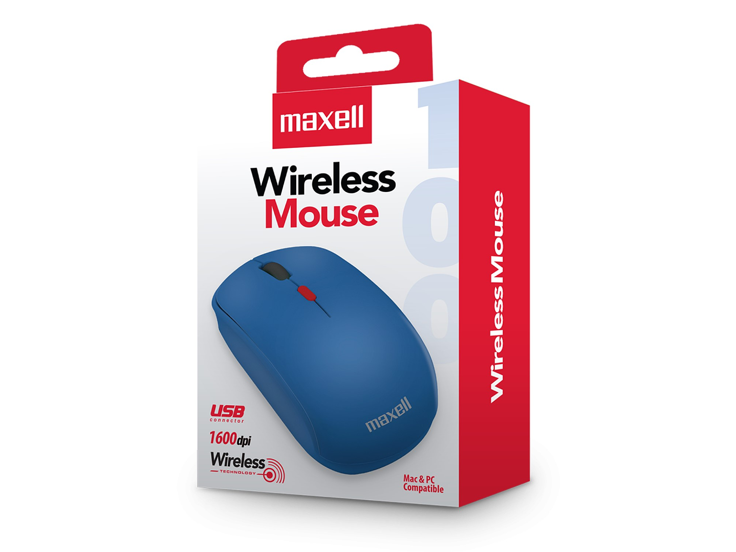 Mouse Inalámbrico Ergonómico 1600 DPI MOWL-100 Maxell Azul 3