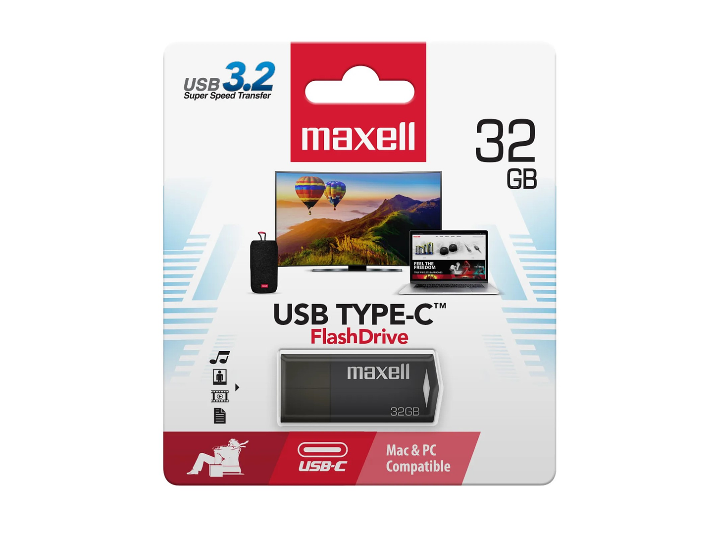 Pendrive Maxell USBTC Tipo C 32gb 3.2 Negro 1