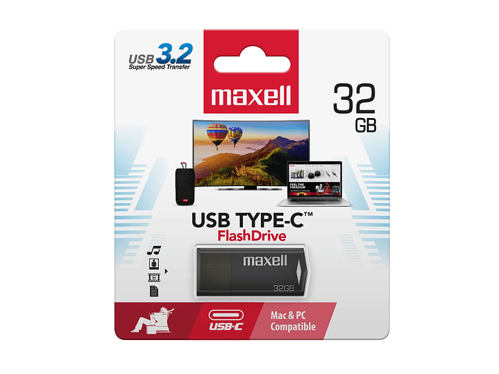 Pendrive Maxell USBTC Tipo C 32gb 3.2 Negro 1