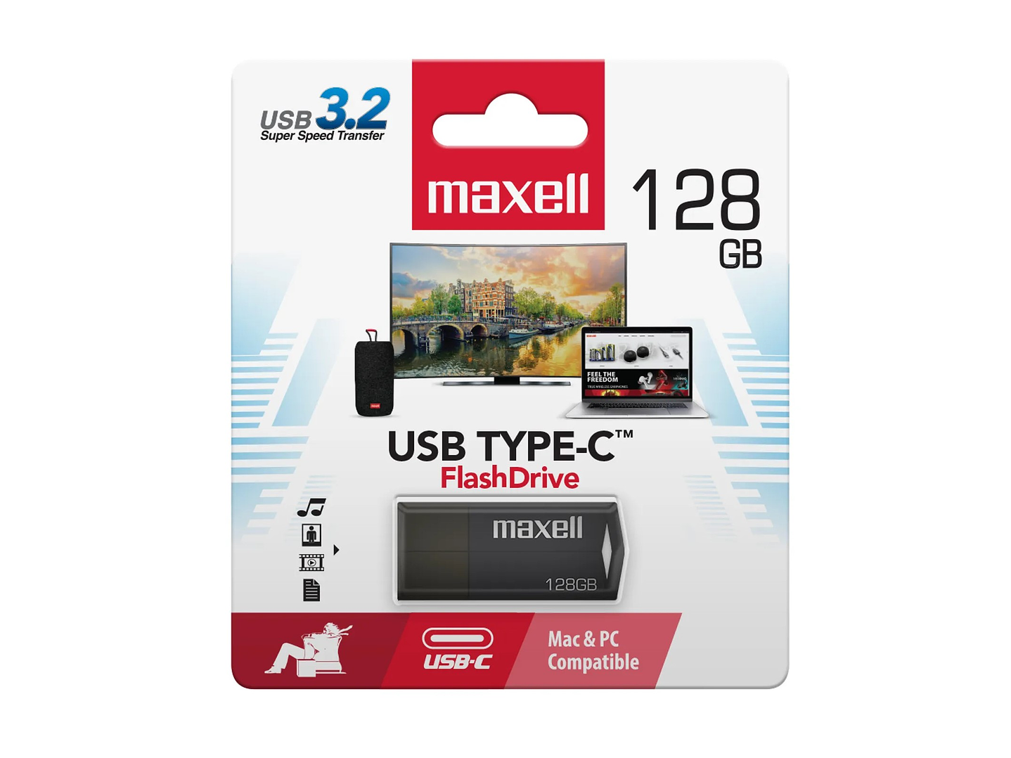 Pendrive Maxell USBTC Tipo C 128gb 3.2 Negro 1