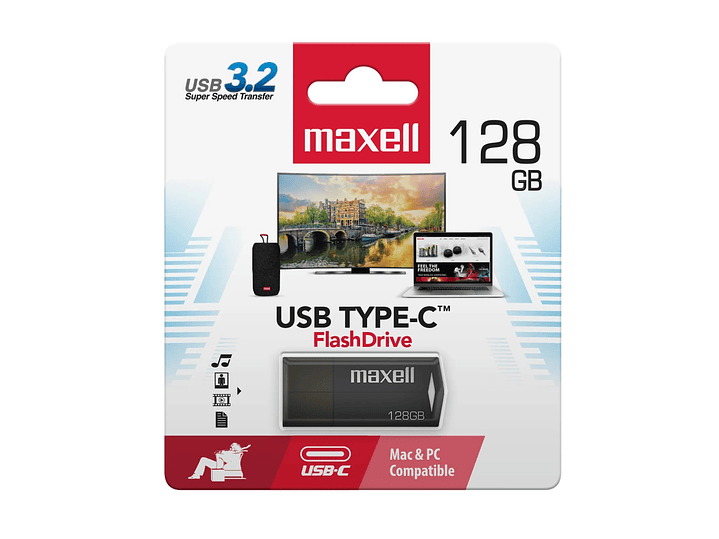 Pendrive Maxell USBTC Tipo C 128gb 3.2 Negro 1