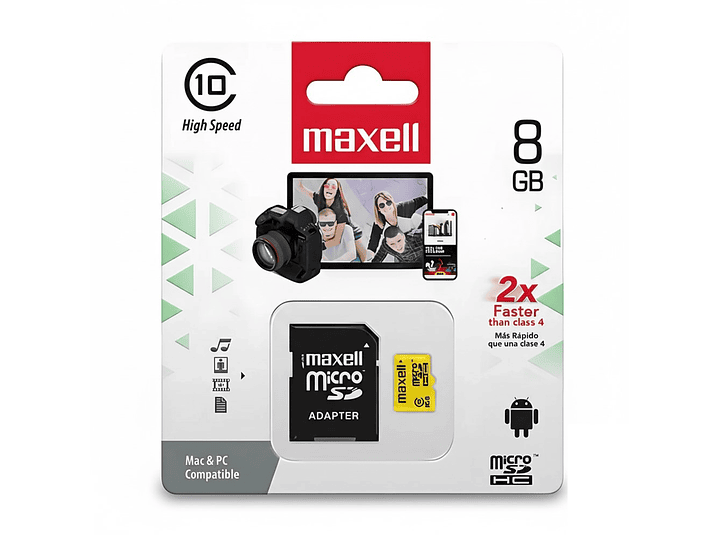 Tarjeta Micro SD Maxell 8GB CLASE 10 1