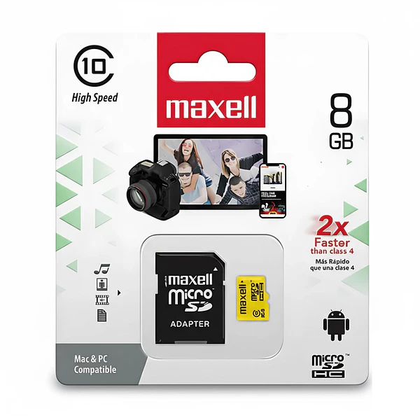Tarjeta Micro SD Maxell 8GB CLASE 10