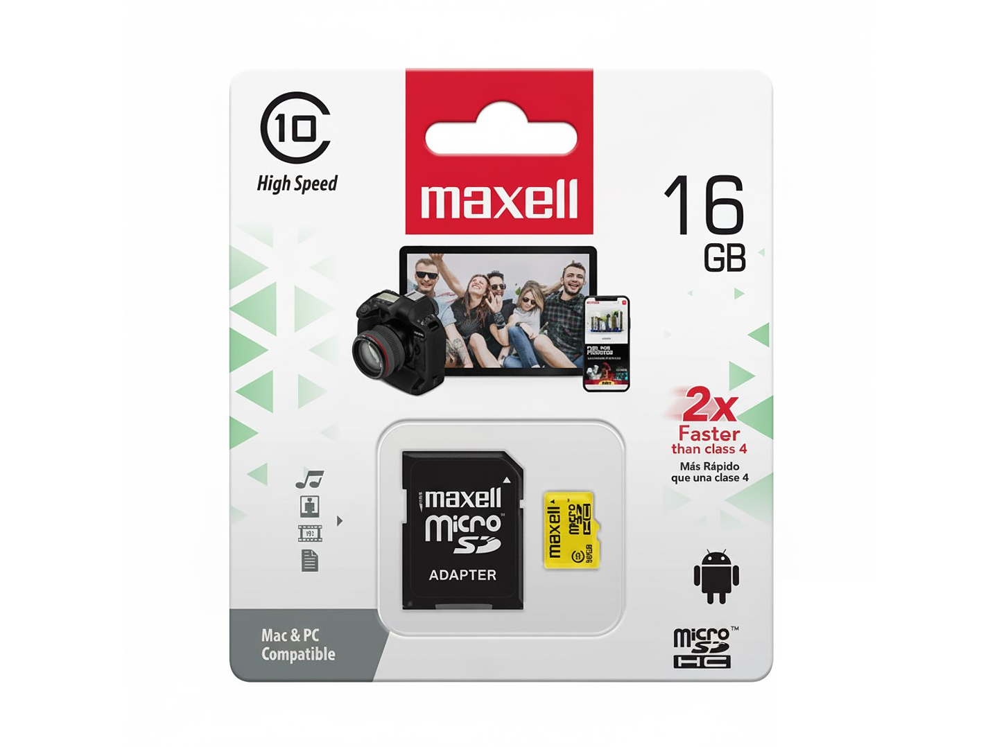 Tarjeta Micro SD Maxell 16GB CLASE 10 1