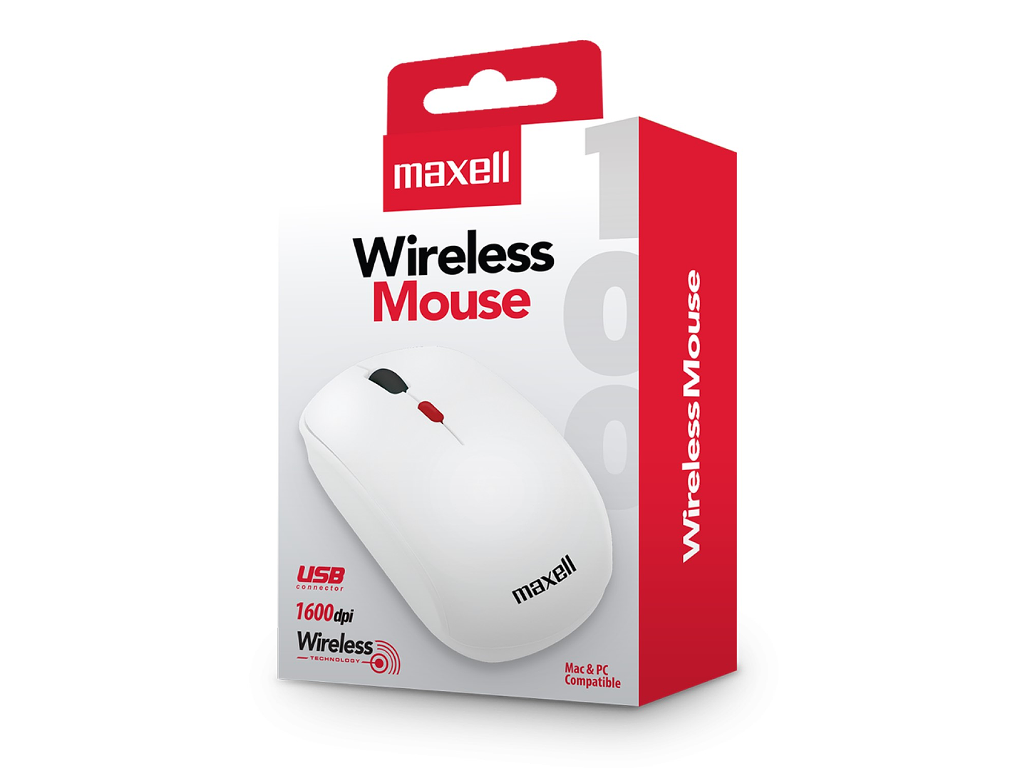 Mouse Inalámbrico Ergonómico 1600 DPI MOWL-100 Maxell Blanco 3