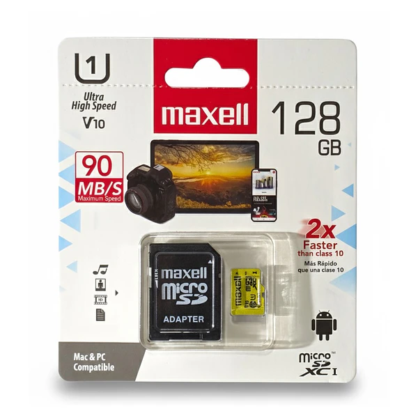 Tarjeta Micro SD Maxell 128GB CLASE 10