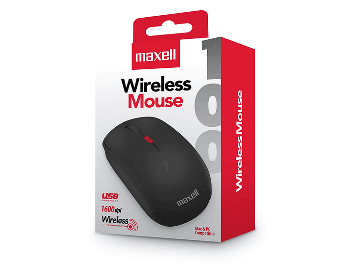 Mouse Inalámbrico Ergonómico 1600 DPI MOWL-100 Maxell Negro 3