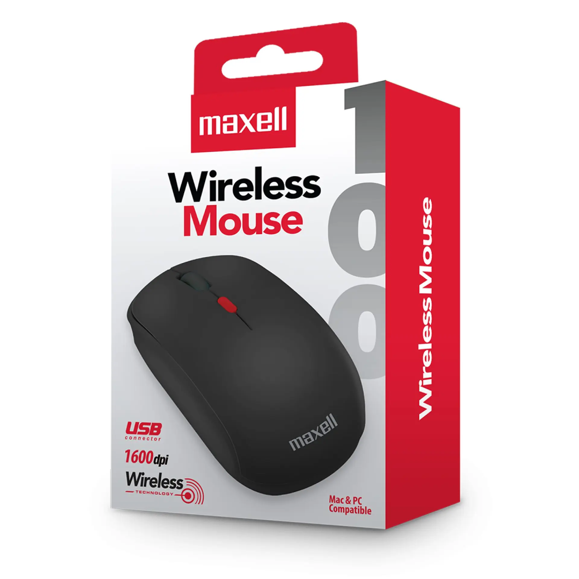 Mouse Inalámbrico Ergonómico 1600 DPI MOWL-100 Maxell Negro 3