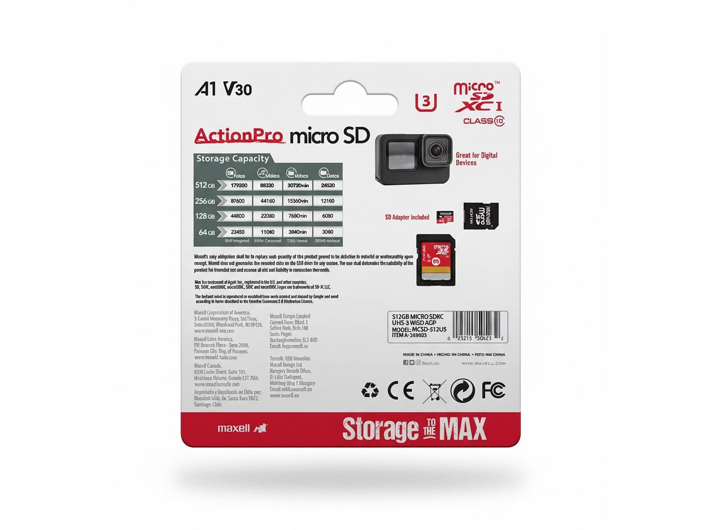 Tarjeta MicroSD Maxell 512GB UH-3 8K 100mb V30 3