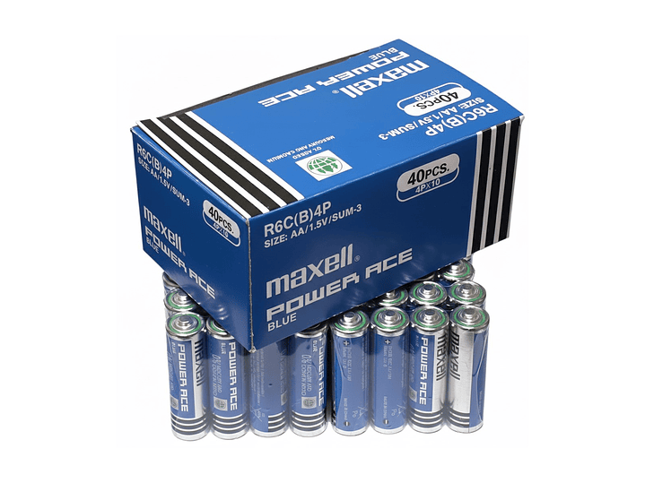 Pack 40 Pilas Carbón Maxell AA Power Ace Blue 1