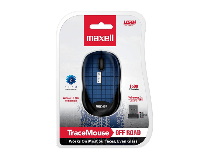 Mouse Óptico Inalámbrico Trace 1600 DPI 2.4GHz Maxell Azul 3