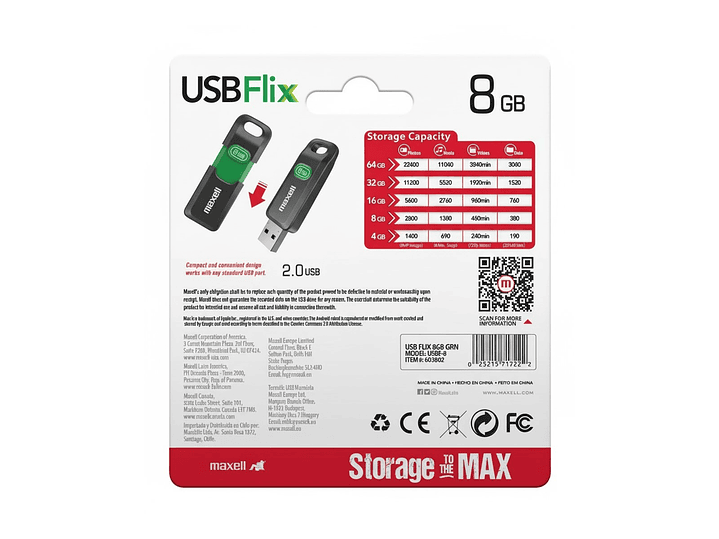 Pendrive Maxell USB FLIX 8GB 2.0 2