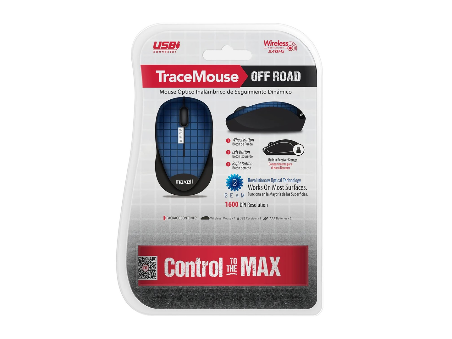 Mouse Óptico Inalámbrico Trace 1600 DPI 2.4GHz Maxell Azul 4