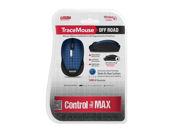 Mouse Óptico Inalámbrico Trace 1600 DPI 2.4GHz Maxell Azul 4