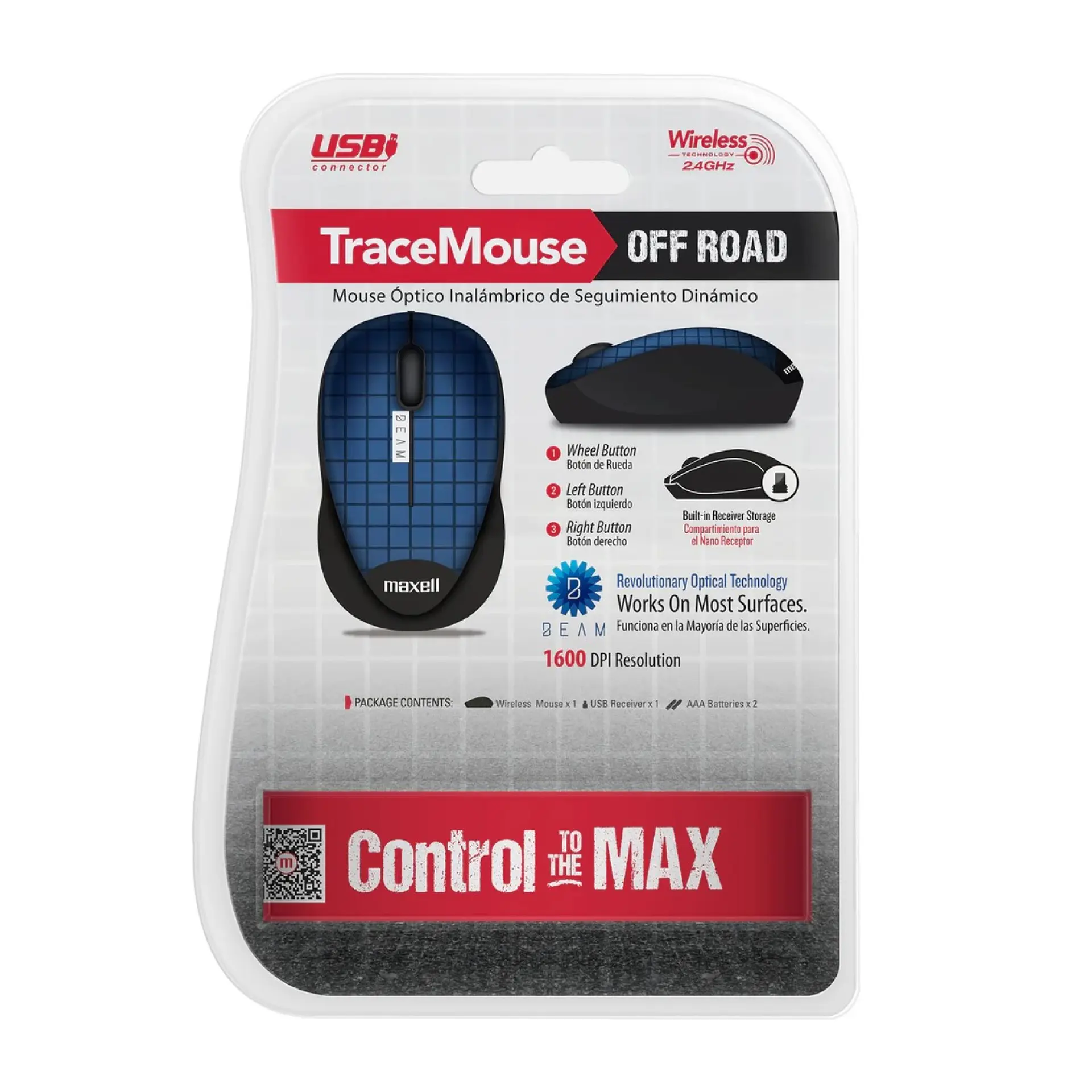 Mouse Óptico Inalámbrico Trace 1600 DPI 2.4GHz Maxell Azul 4