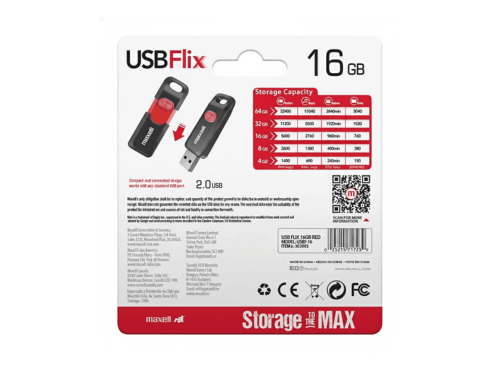 Pendrive Maxell USB FLIX 16GB 2.0 4