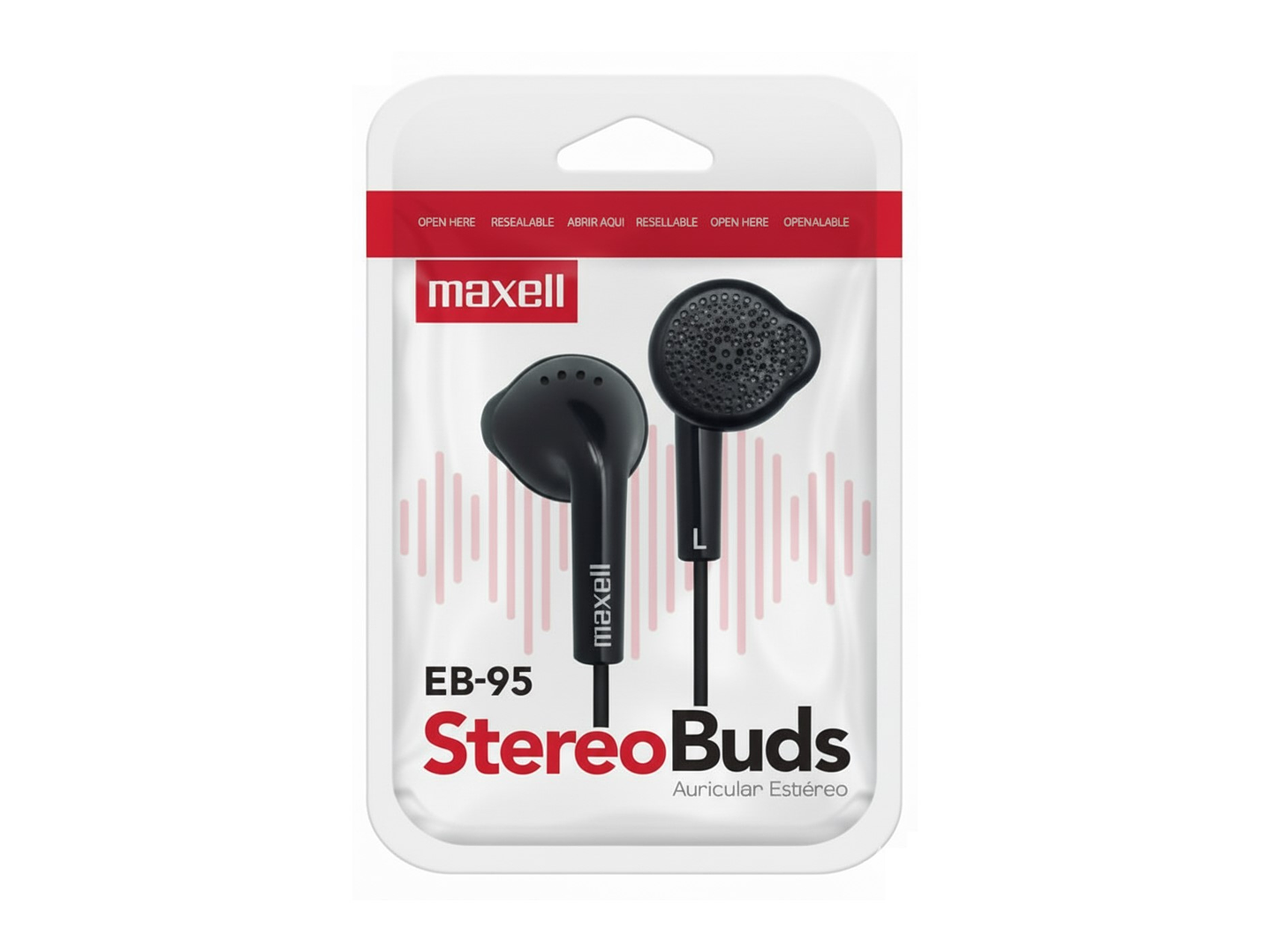 Audífono Stereo Buds Maxell EB-95 jack 3.5mm Negro 2