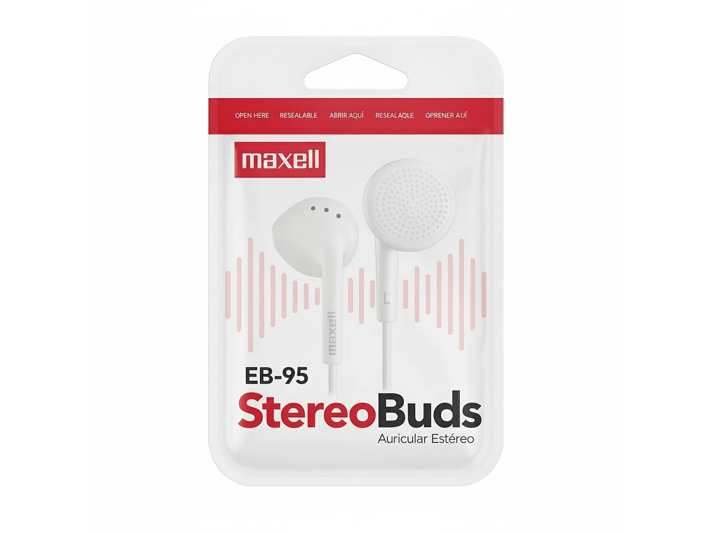 Audífono Stereo Buds Maxell EB-95 jack 3.5mm Blanco 3