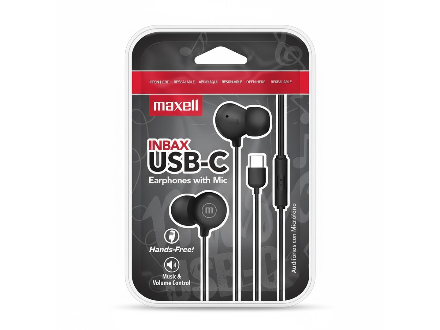 Audífonos Maxell INBAX USB-C Con Mic In Ear Tipo C Negro 3