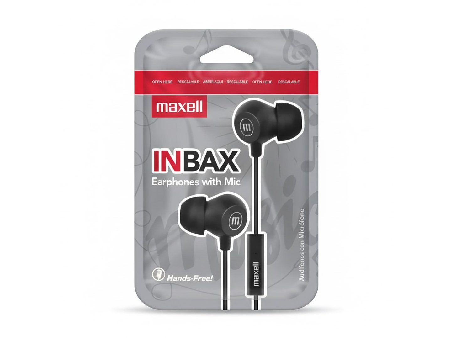 Audífonos Maxell INBAX Con Mic In Ear 3.5mm Negro 3