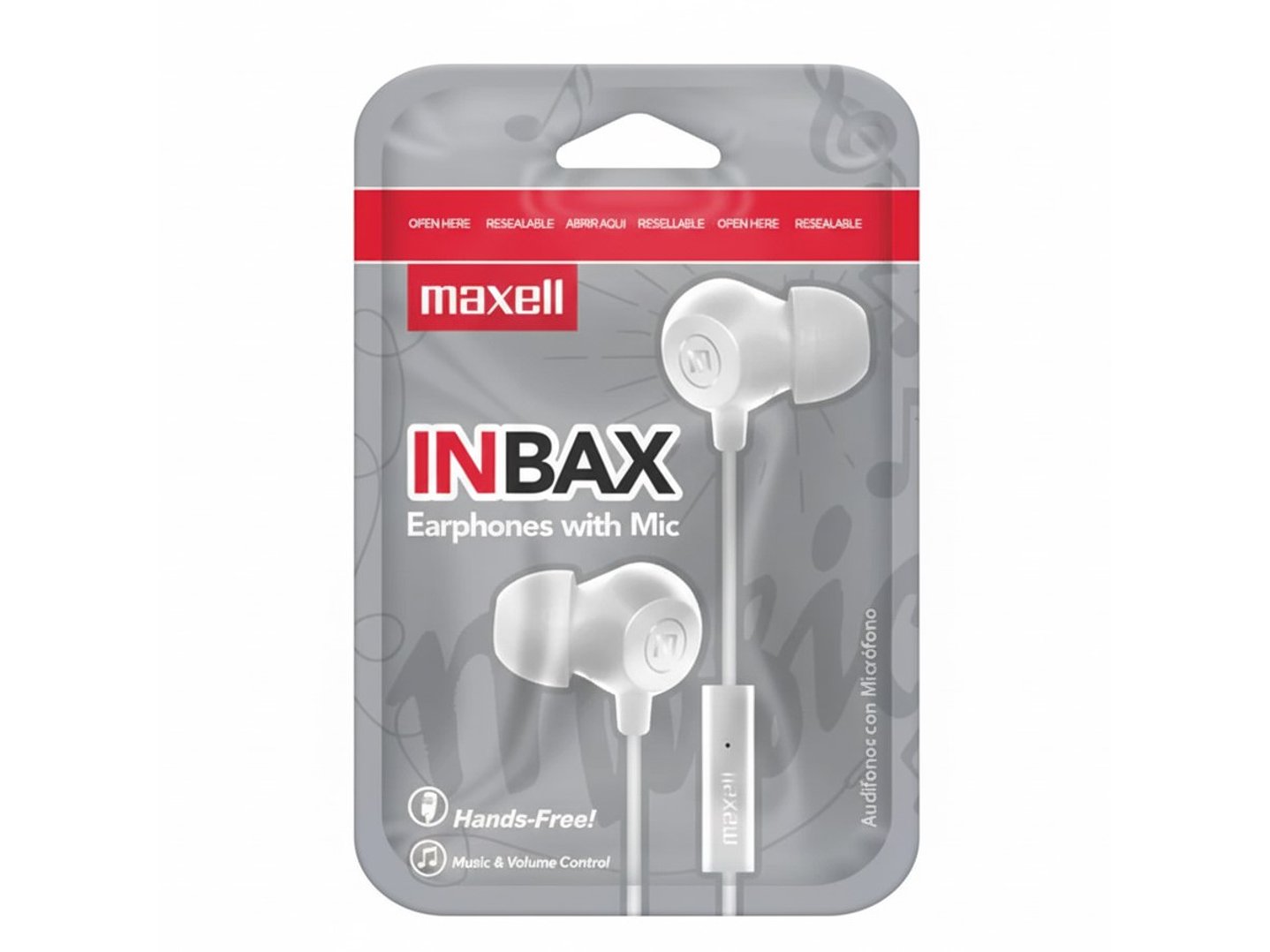 Audífonos Maxell INBAX Con Mic In Ear 3.5mm Blanco 3