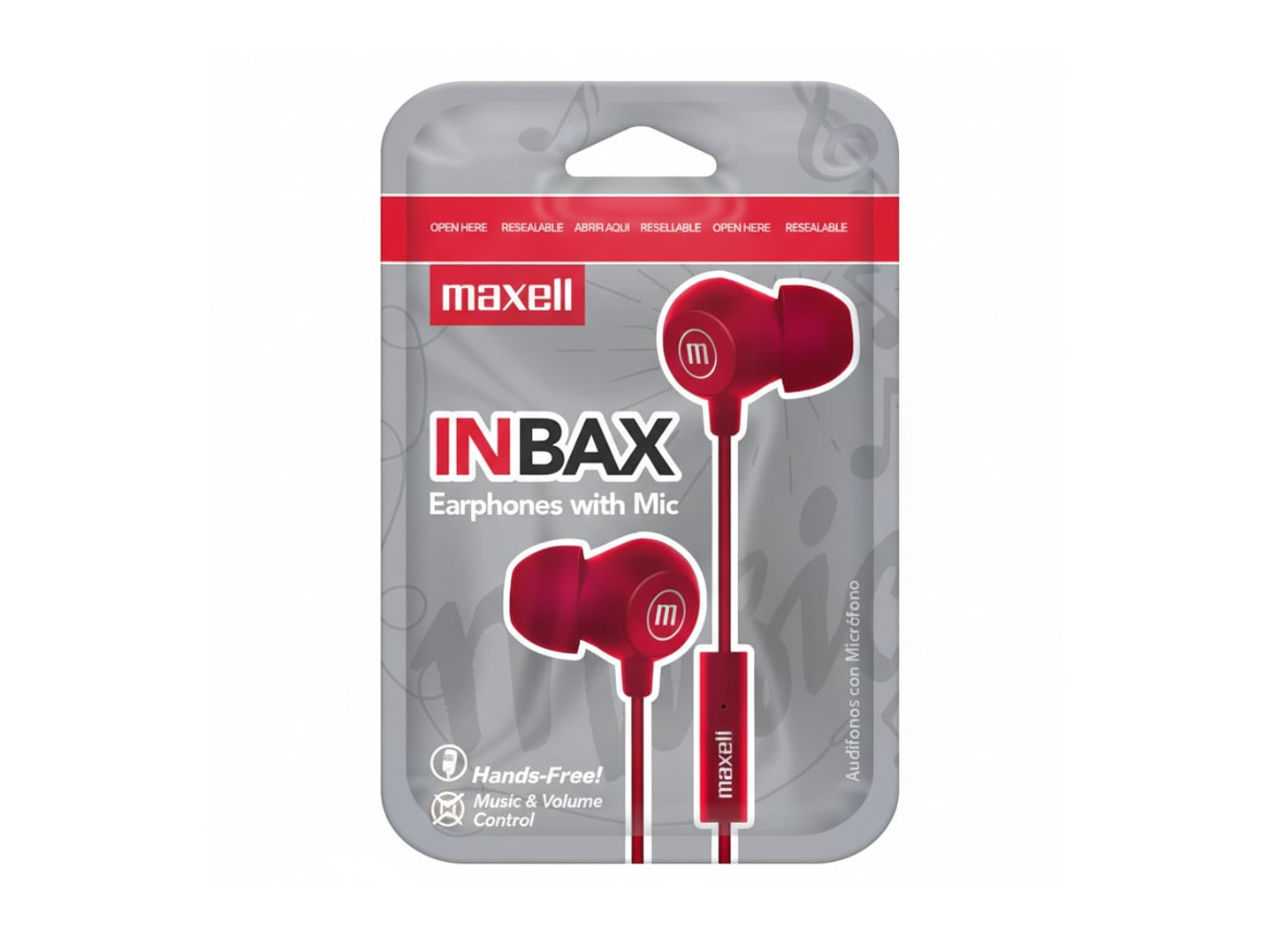Audífonos Maxell INBAX Con Mic In Ear 3.5mm Rojo 3
