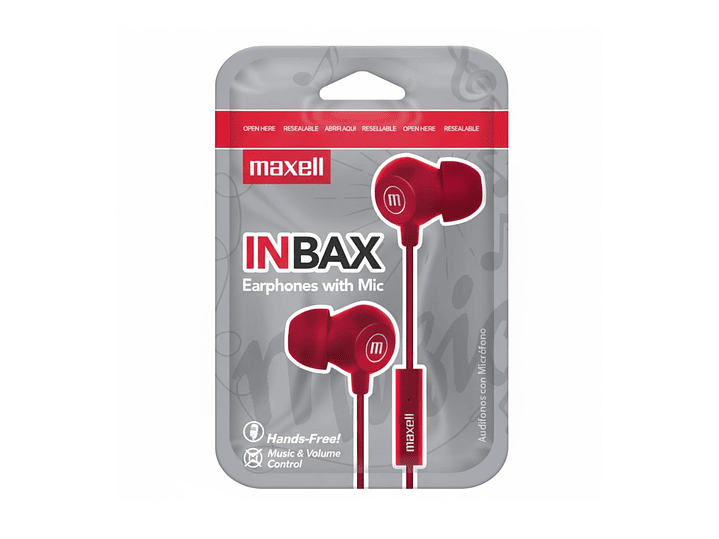 Audífonos Maxell INBAX Con Mic In Ear 3.5mm Rojo 3