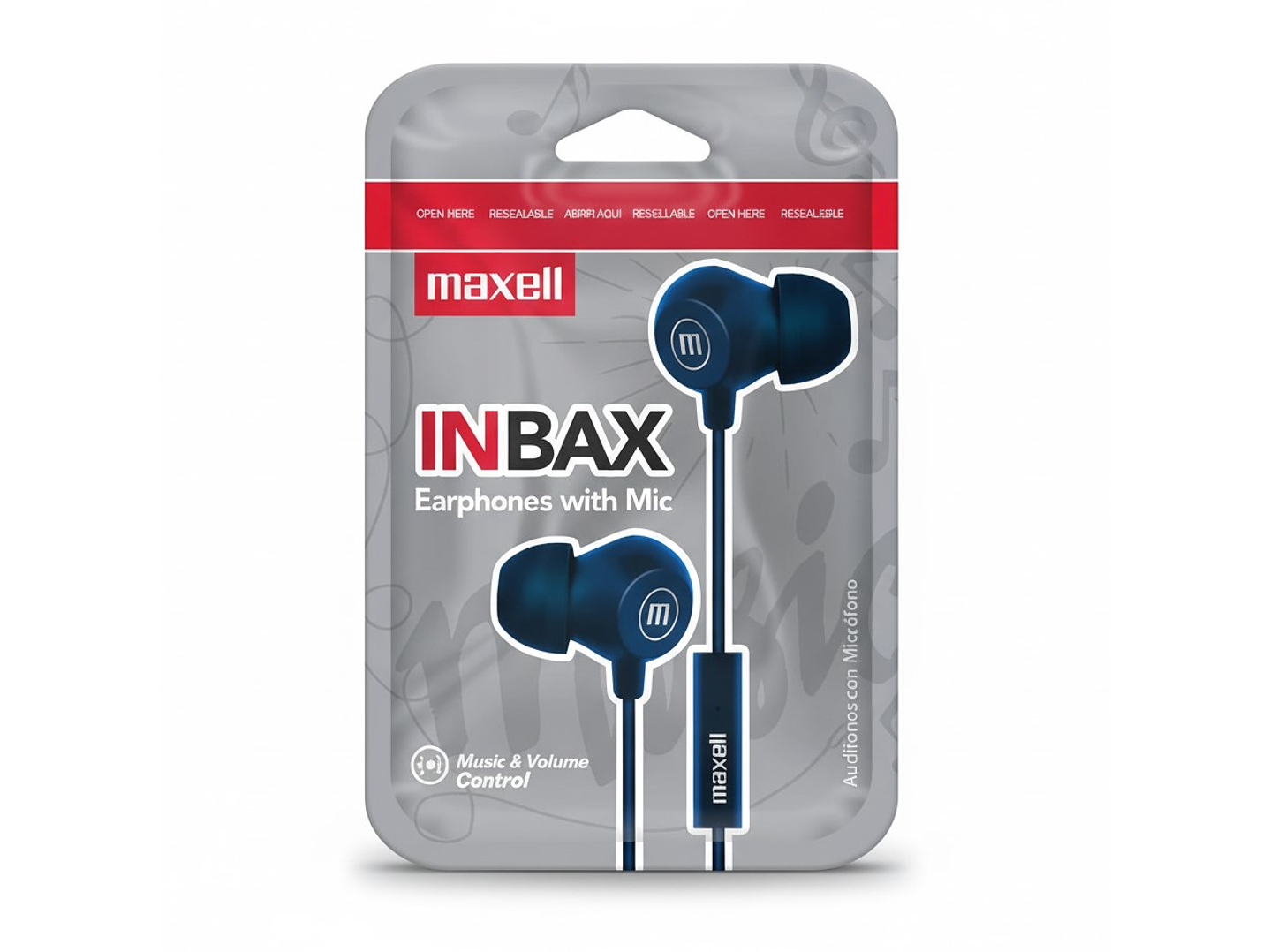 Audífonos Maxell INBAX Con Mic In Ear 3.5mm Azul 3