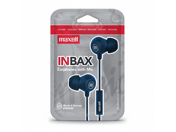 Audífonos Maxell INBAX Con Mic In Ear 3.5mm Azul 3