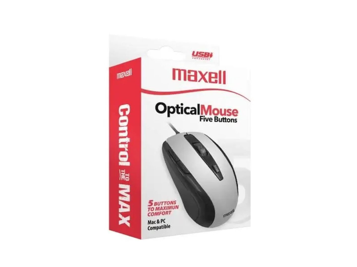 Mouse Óptico 5 Botones Con Cable USB MOWR-105 Maxell Silver 3