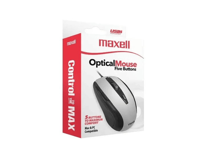 Mouse Óptico 5 Botones Con Cable USB MOWR-105 Maxell Silver 3