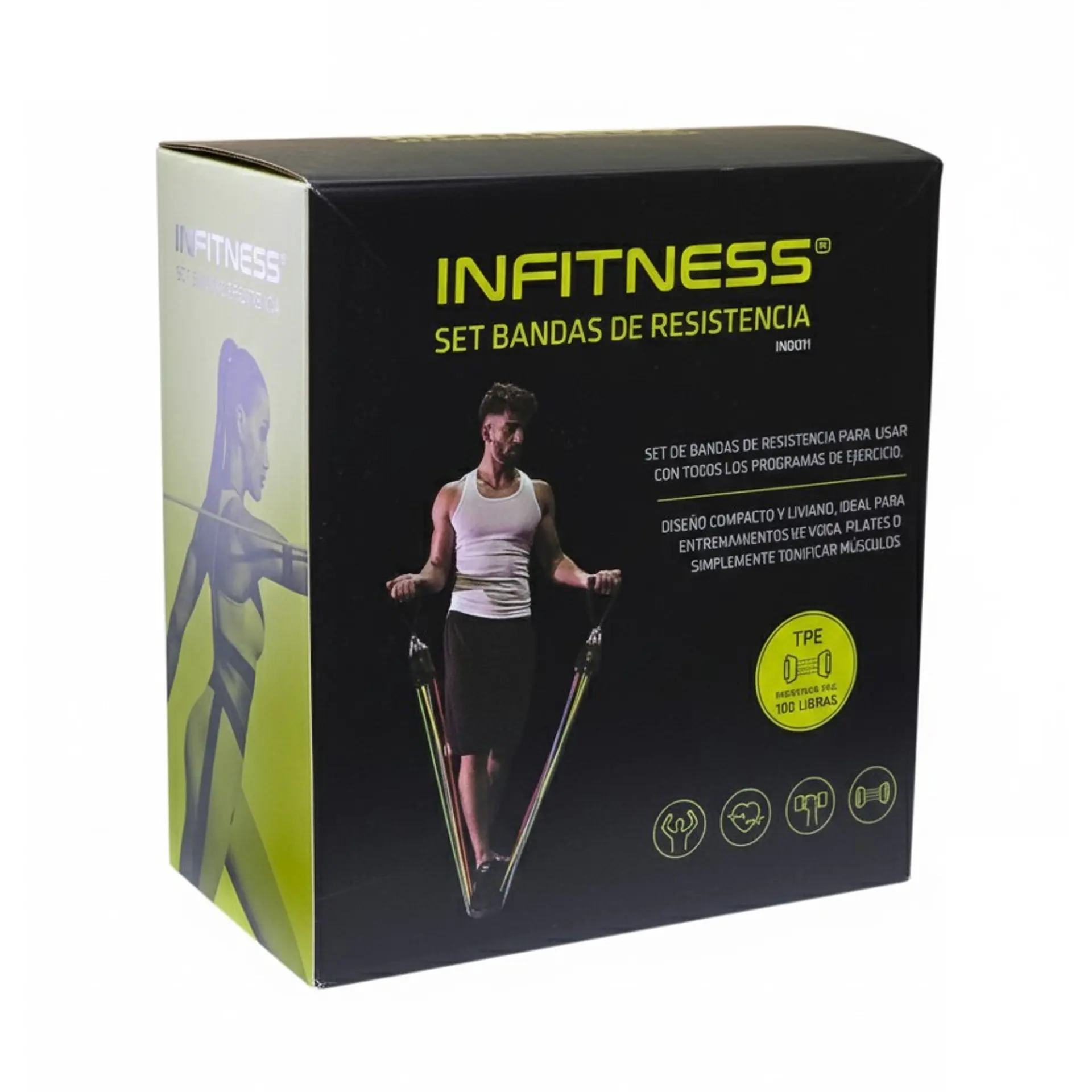 Set De 5 Bandas Elásticas Tubulares Infitness 100lb IN0011 2
