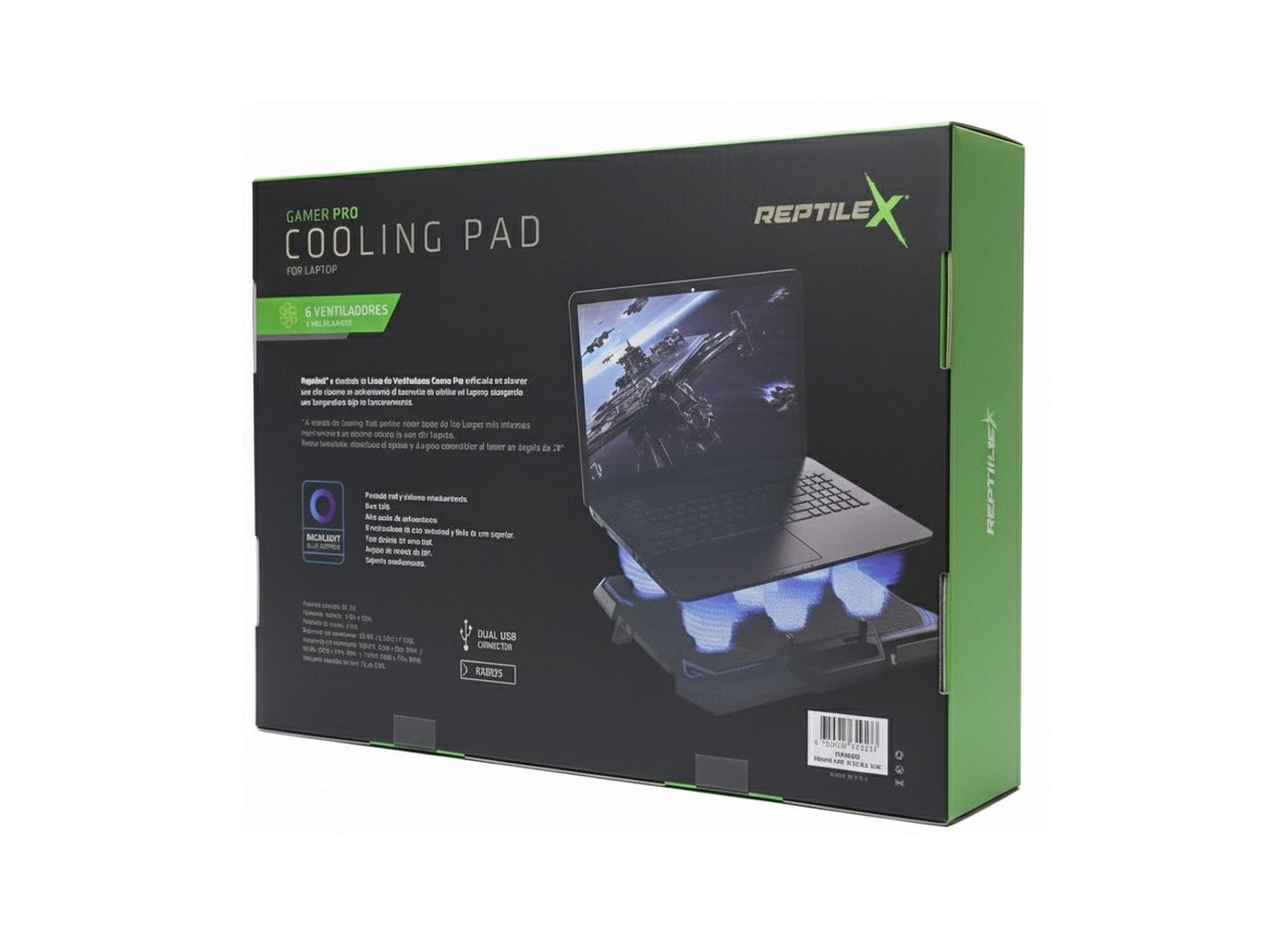 Ventilador Notebook Gamer Reptilex 6 Aspas Alto Flujo Rx0025 2