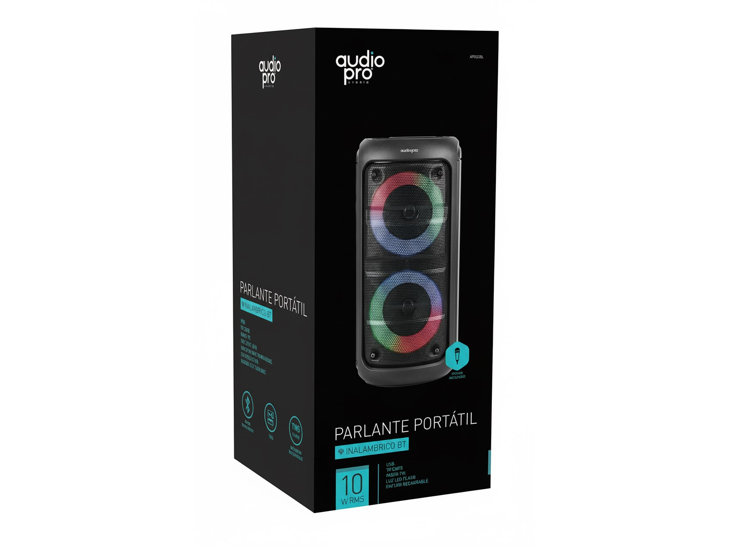 Parlante Portable Bt con Mic Luz Led 10w AP02086 Audiopro 6