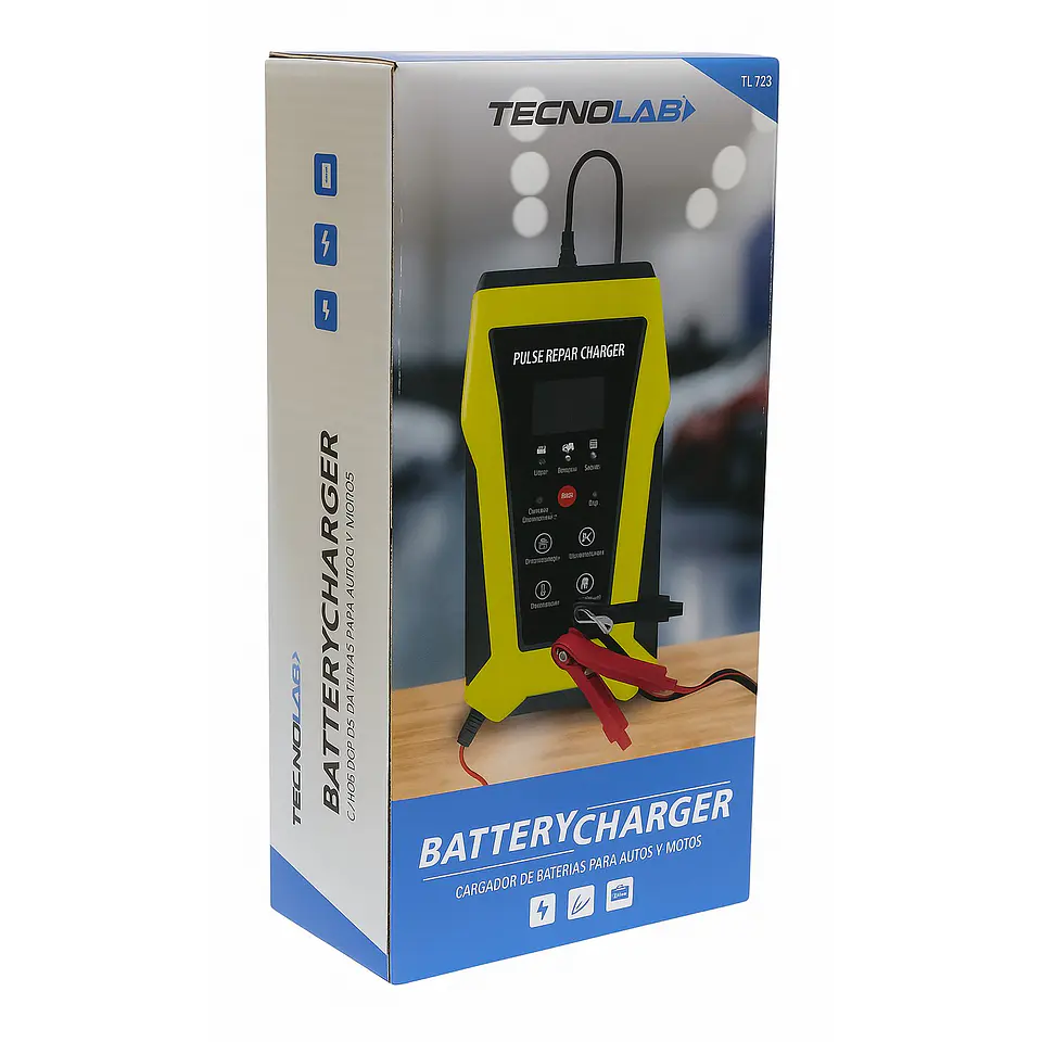 Cargador Baterías Tecnolab Autos y Motos 12v TL723 4
