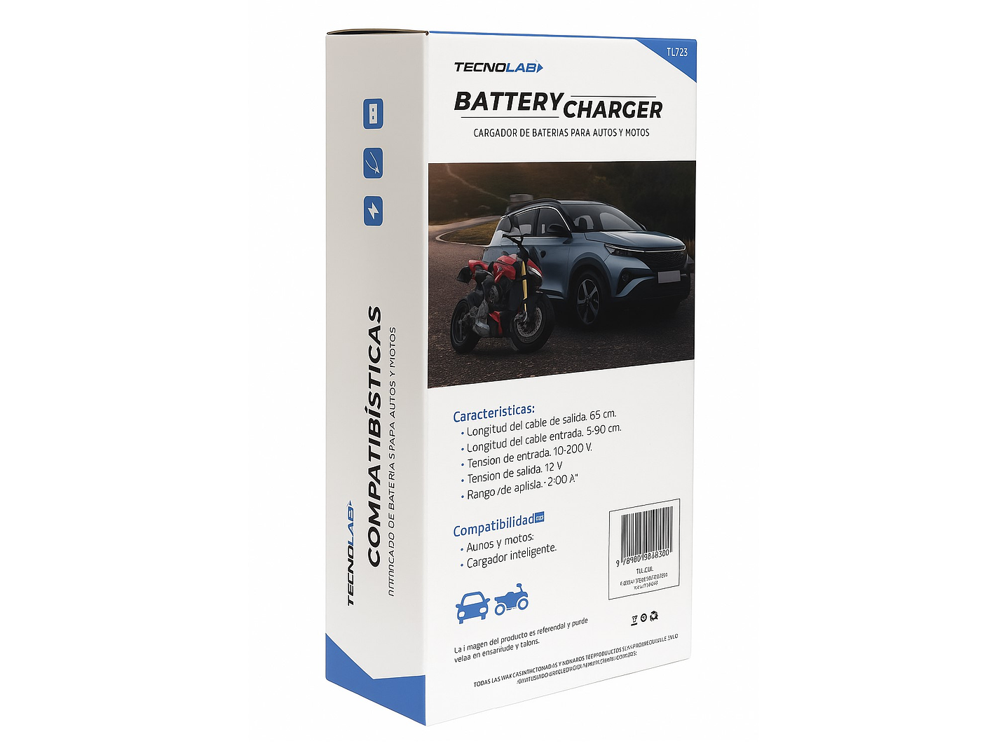 Cargador Baterías Tecnolab Autos y Motos 12v TL723 5